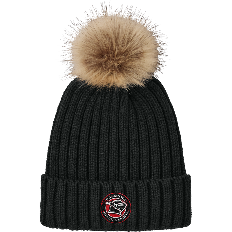 Palmyra Black Knights Faux Fur Pom Beanie
