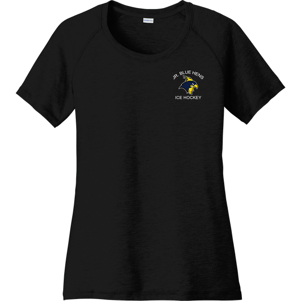 Delaware Jr. Blue Hens Ladies PosiCharge Tri-Blend Wicking Scoop Neck Raglan Tee